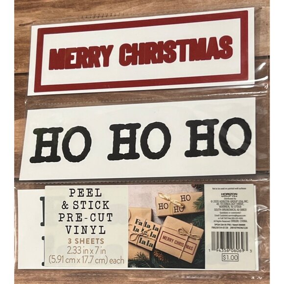 Peel & Stick Pre-Cut Vinyl 3 Sheets Christmas Holiday Decoration Labels - Picture 2 of 3